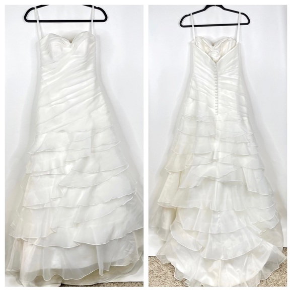Allure Bridals NEW Wedding Dress Ivory White Strapless Ruffle Tiered Gown SZ 8 - Picture 2 of 16